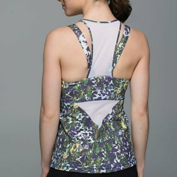 EUC Lululemon Running in the City Multicolor Floral Tank Running Bra Top, Size 2 - Picture 2 of 5